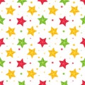 Bright seamless pattern with multi-colored stars on a white background. Great for wrapping paper, gift boxes, fabric Royalty Free Stock Photo