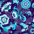 Bright seamless pattern in paisley style