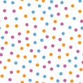 Bright seamless pattern with round dots drawn by hand with rough brush.