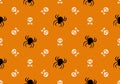 Bright seamless pattern with skull, crossbones and spiders Royalty Free Stock Photo