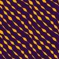 Bright seamless vector pattern with wavy golden lines on purple Royalty Free Stock Photo