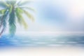 Bright Seascape with palm tree tropical beach background. Isolated on white background Royalty Free Stock Photo