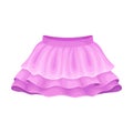 Bright Seasonal Purple Flared Skirt for Girls with Pleats Vector Illustration