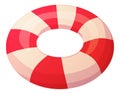 Bright semi realistic lifebuoy. Ocean rescue icon concept. Stock vector illustration isolated on white background in Royalty Free Stock Photo