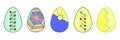 Set of colorful Easter eggs. Food. The collection of eggs. Easter. Flat. Vector