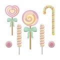 A bright set consisting of colorful candies and candies. Juicy lollipops of various shapes and sizes. Christmas sweets Royalty Free Stock Photo