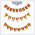 Bright set with flags of Spain. Happy Spain day flags. Colorful collection with flag. Vector. Royalty Free Stock Photo