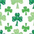 Bright Shamrocks green clovers seamless vector repeat pattern design