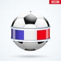 Bright shield in the football ball inside with French ribbons.