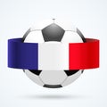 Bright shield in the football ball inside with French ribbons.
