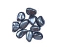 Bright and shiny metallic gray tumbled hematite