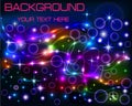 Bright shiny neon background with circles and lines