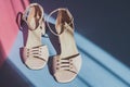 Bright shoes with small heel, view from above Royalty Free Stock Photo