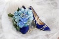 Bright shoes for stylish bride Royalty Free Stock Photo