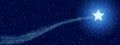 Bright Shooting Star in Dark Blue Night Sky Banner Royalty Free Stock Photo