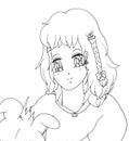 Bright smiling young girl shoujo anime manga style children`s coloring page illustration 2022