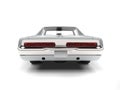 Bright silver American vintage muscle car - back view