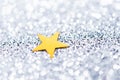 Bright silver lights sparkling background with star. Chrismas background