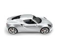 Bright silver luxury sports car - top side view Royalty Free Stock Photo