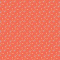 Bright simple small field flowers on a red background Tiny floral fabric, wallpaper and home dÃÂ©cor Ditsy girl dress print Royalty Free Stock Photo