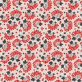 Bright simple viburnum berries seamless pattern