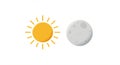 Bright, simplistic illustration featuring a sun and moon on a white background. The Royalty Free Stock Photo