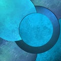 Bright sky blue abstract background image with cool round circle design shapes and vintage grunge background texture design layout Royalty Free Stock Photo