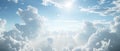 Bright sky with fluffy clouds and sunlight rays A scenic view of the sky filled with white cumulus clouds and sun rays breaking th Royalty Free Stock Photo