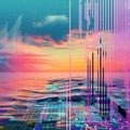 Luminous Pink Ocean: Abstract Y2k Databending Twist Of Cold War