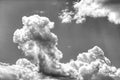 Bright sky and white clouds in black and white