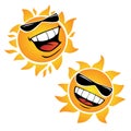 Bright Smiling Happy Sun Cartoon Vector Illustrations Royalty Free Stock Photo