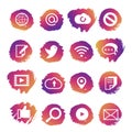 Bright social media and network vector icons set Royalty Free Stock Photo