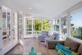 Bright solarium-style sunroom off the master suite Royalty Free Stock Photo