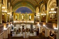 A bright and solemn Moscow Choral Synagogue. wooden benches and