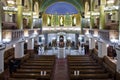 A bright and solemn Moscow Choral Synagogue. wooden benches and