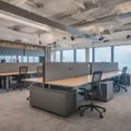 A bright and spacious conference room featuring a long table and comfortable chairs Royalty Free Stock Photo