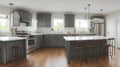 bright, spacious and modern farmhouse style kitchen Royalty Free Stock Photo