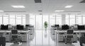 Bright and Spacious Modern Office Interior with Rows of Desks workspace Royalty Free Stock Photo