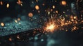 Bright Sparks Exploding During Metalwork Royalty Free Stock Photo