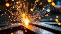 Bright Sparks Fly During Metal Welding Process Royalty Free Stock Photo