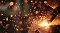 Bright Sparks Fly During Metal Welding Process Royalty Free Stock Photo
