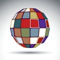 Bright spherical object, dimensional modern object with kaleidoscope effect. Gemstone orb constructed from colorful squares and f Royalty Free Stock Photo
