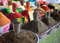 Bright spices in the bazaar Dushanbe, Tajikistan. Royalty Free Stock Photo