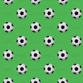 Bright Sport Pattern With Football. Green And White Vector Illustration In Flat Style