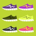 Bright Sport sneakers set. Flat illustration
