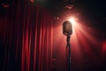 bright spotlight focusing on a hanging microphone Royalty Free Stock Photo