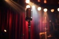 bright spotlight focusing on a hanging microphone Royalty Free Stock Photo