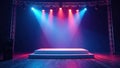 Bright spotlight on speaker, white stage truss system , abstract, system, empty stage Royalty Free Stock Photo