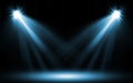 Bright spotlights in darkness. Professional stage equipment