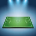 Bright spotlights illuminated soccer field